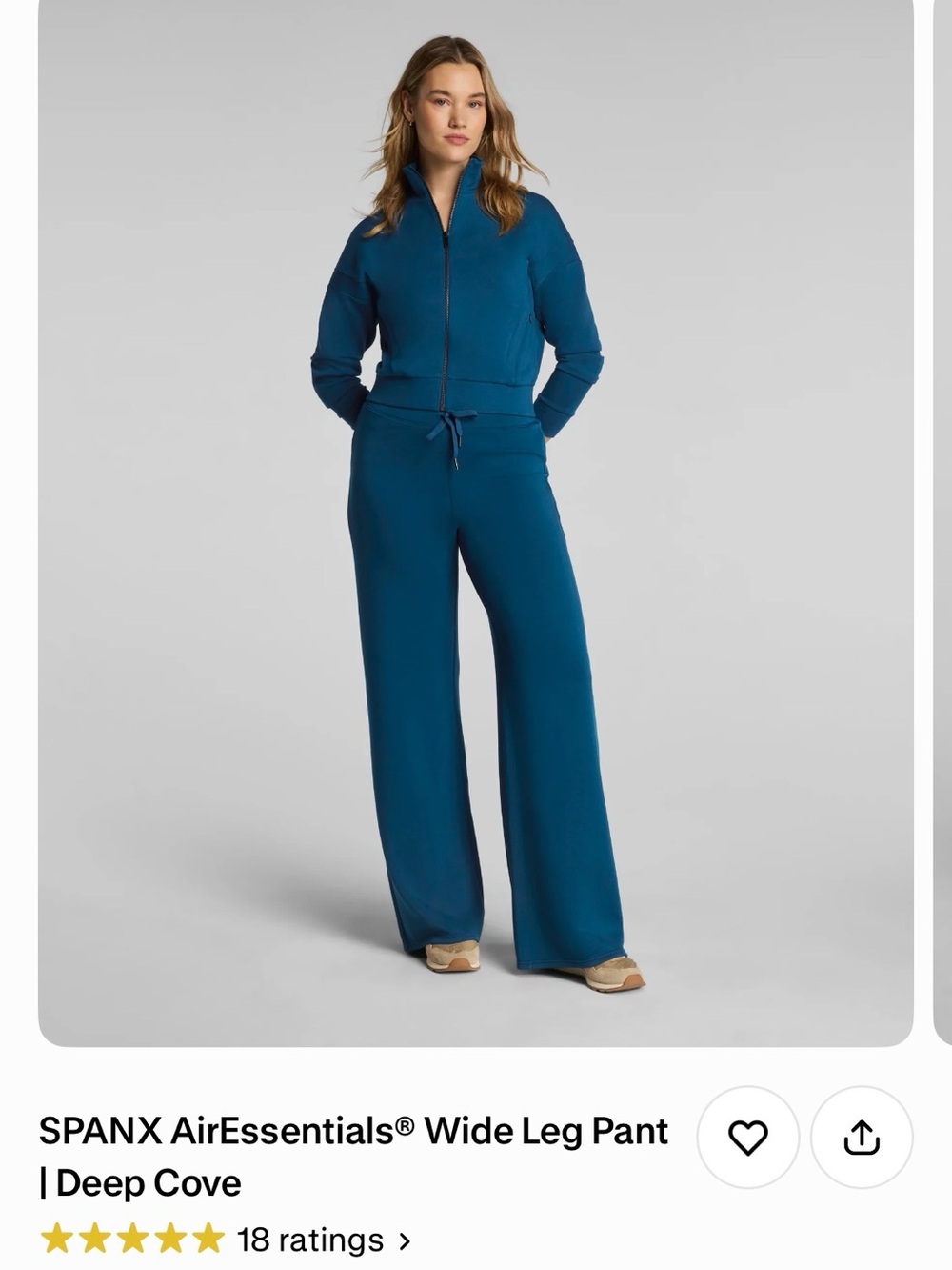 SPANX Wide Leg Pants Small Tall in Deep Cove Blue